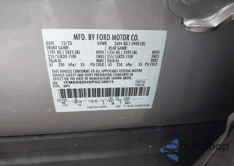 2023 Ford Explorer Xlt from USA, damaged, VIN 1FMSK8DHXPGC30613